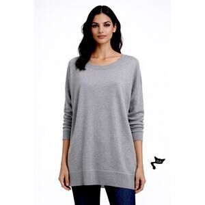 Eileen Fisher Gray Merino Wool Tunic Sweater Dress L